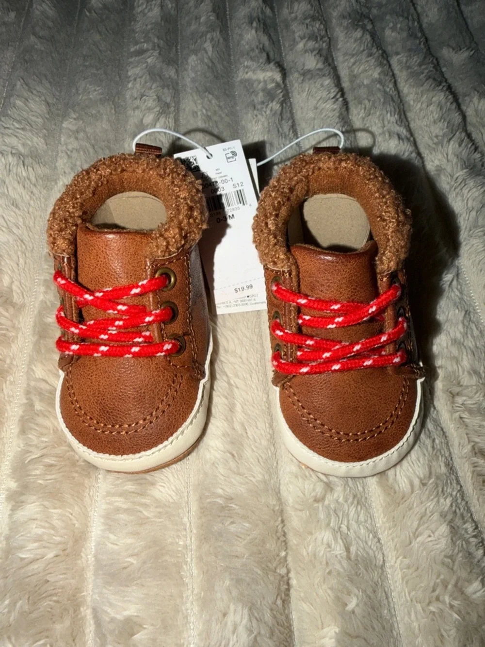 Old Navy Brown Faux-Leather Kids Boots with Red Laces